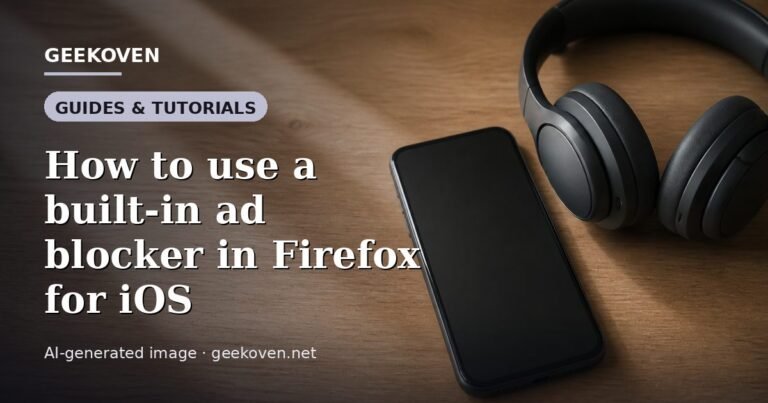 Illustration for the Guides & Tutorials article “How to use a built-in ad blocker in Firefox for iOS”: an AI-generated editorial illustration showing a scene illustrating the subject of the article, with the headline set over it. Illustrative only, not a photograph of a real event.