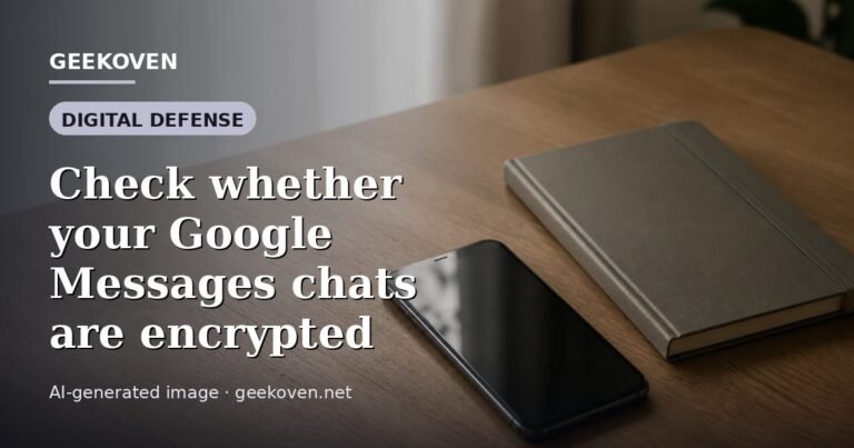 Illustration for the Digital Defense article “Check whether your Google Messages chats are encrypted”: an AI-generated editorial illustration showing a scene illustrating the subject of the article, with the headline set over it. Illustrative only, not a photograph of a real event.