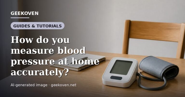 Illustration for the Guides & Tutorials article “How do you measure blood pressure at home accurately?”: an AI-generated editorial illustration showing a scene illustrating the subject of the article, with the headline set over it. Illustrative only, not a photograph of a real event.