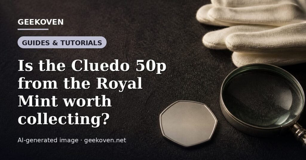 Illustration for the Guides & Tutorials article “Is the Cluedo 50p from the Royal Mint worth collecting?”: an AI-generated editorial illustration showing a scene illustrating the subject of the article, with the headline set over it. Illustrative only, not a photograph of a real event.