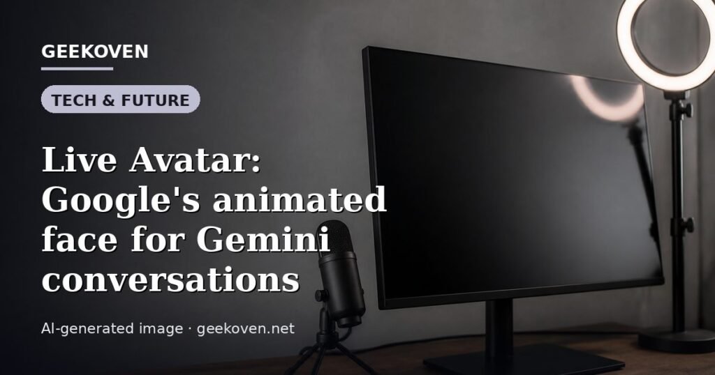 Illustration for the Tech & Future article “Live Avatar: Google's animated face for Gemini conversations”: an AI-generated editorial illustration showing a scene illustrating the subject of the article, with the headline set over it. Illustrative only, not a photograph of a real event.