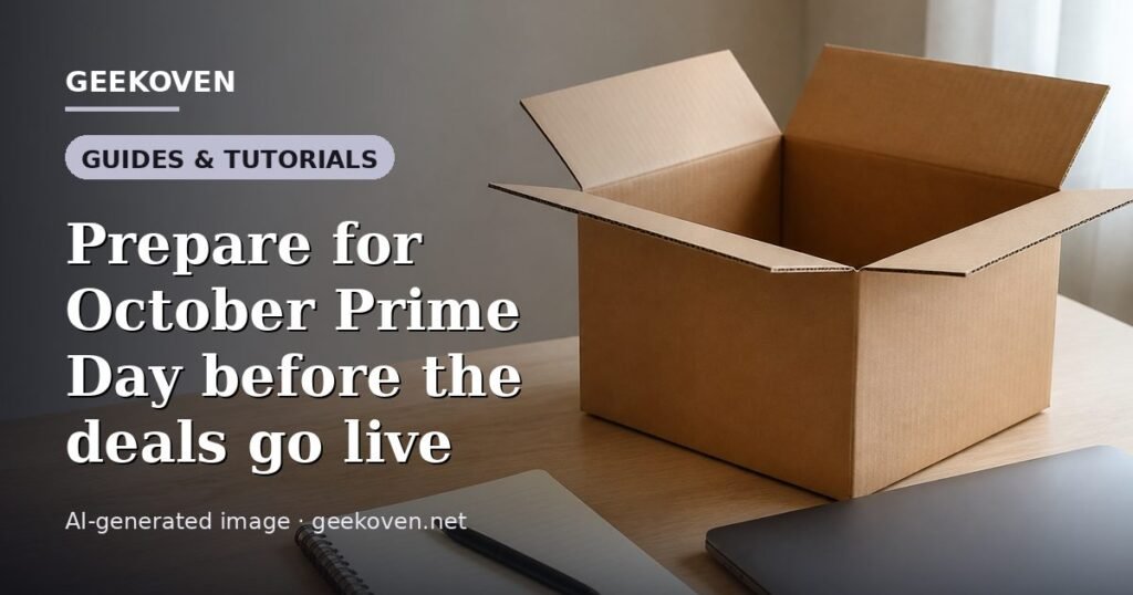 Illustration for the Guides & Tutorials article “Prepare for October Prime Day before the deals go live”: an AI-generated editorial illustration showing a scene illustrating the subject of the article, with the headline set over it. Illustrative only, not a photograph of a real event.