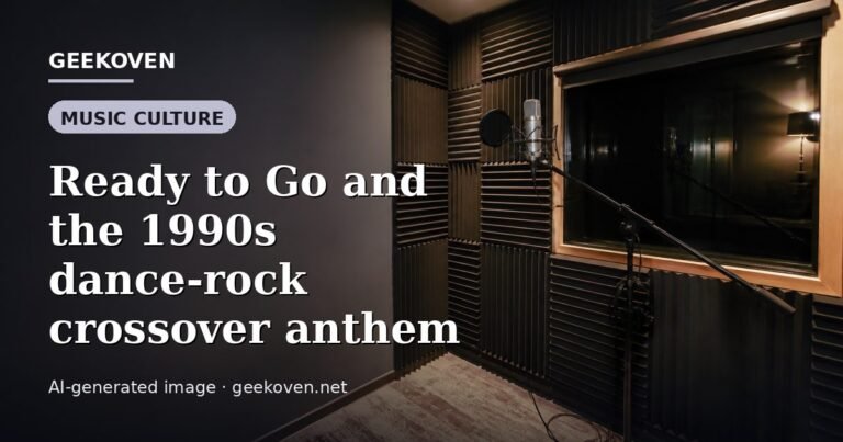 Illustration for the Music Culture article “Ready to Go and the 1990s dance-rock crossover anthem”: an AI-generated editorial illustration showing a scene illustrating the subject of the article, with the headline set over it. Illustrative only, not a photograph of a real event.
