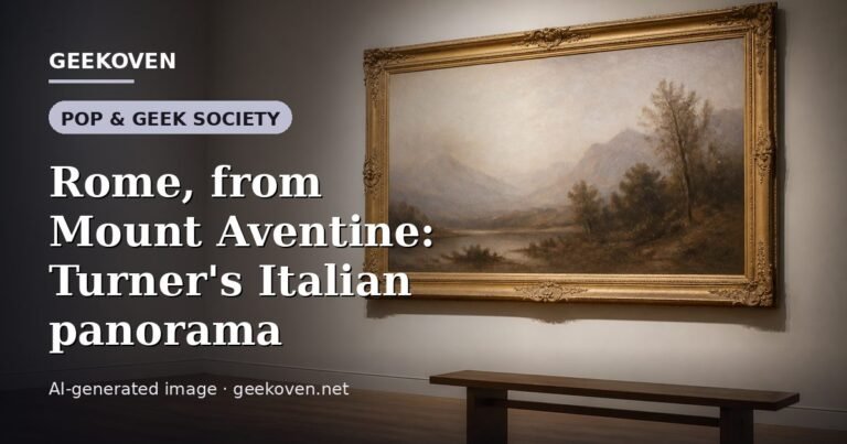 Illustration for the Pop & Geek Society article “Rome, from Mount Aventine: Turner's Italian panorama”: an AI-generated editorial illustration showing a scene illustrating the subject of the article, with the headline set over it. Illustrative only, not a photograph of a real event.