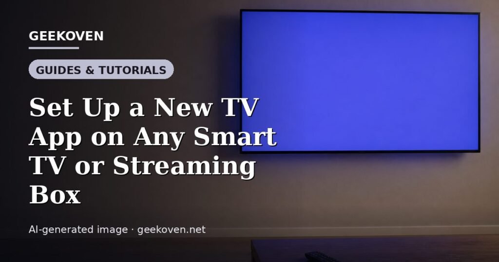 Illustration for the Guides & Tutorials article “Set Up a New TV App on Any Smart TV or Streaming Box”: an AI-generated editorial illustration showing a stadium crowd seen from high above, lights arranged in coordinated patterns, with the headline set over it. Illustrative only, not a photograph of a real event.