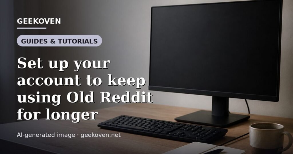 Illustration for the Guides & Tutorials article “Set up your account to keep using Old Reddit for longer”: an AI-generated editorial illustration showing a scene illustrating the subject of the article, with the headline set over it. Illustrative only, not a photograph of a real event.