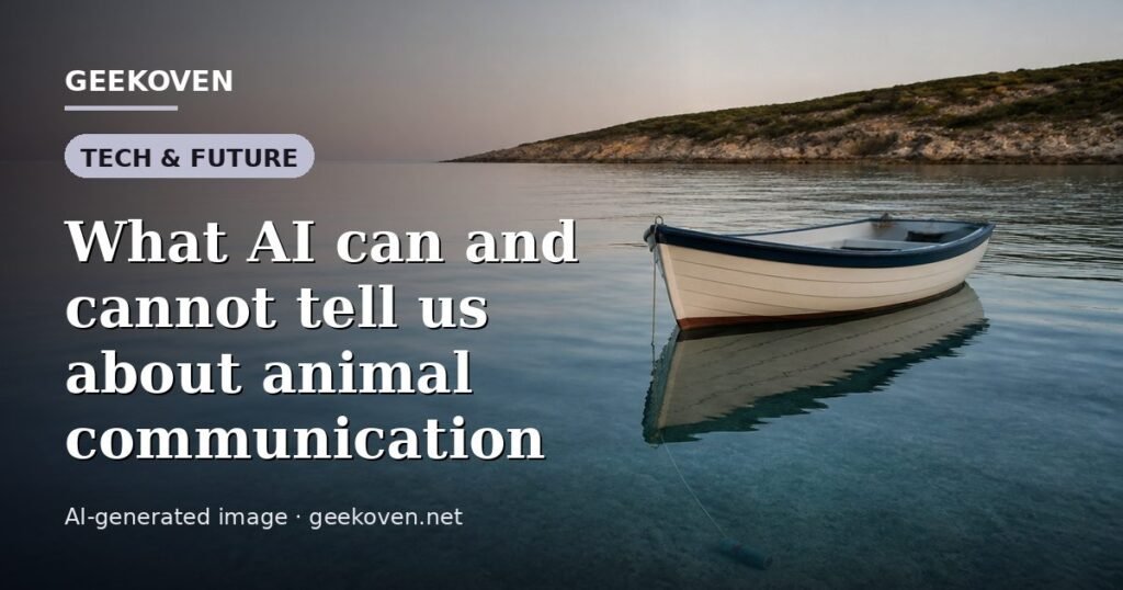 Illustration for the Tech & Future article “What AI can and cannot tell us about animal communication”: an AI-generated editorial illustration showing a scene illustrating the subject of the article, with the headline set over it. Illustrative only, not a photograph of a real event.