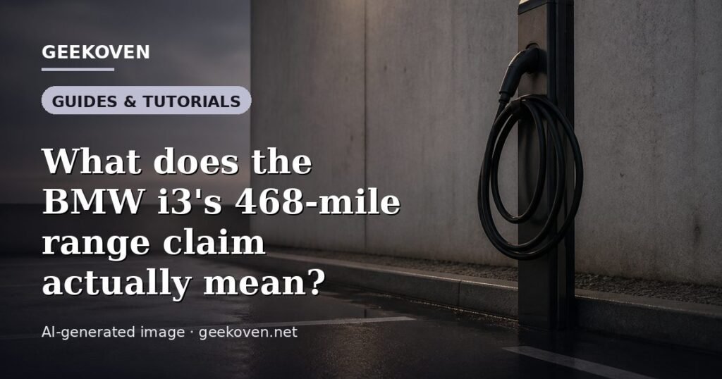 Illustration for the Guides & Tutorials article “What does the BMW i3's 468-mile range claim actually mean?”: an AI-generated editorial illustration showing a scene illustrating the subject of the article, with the headline set over it. Illustrative only, not a photograph of a real event.
