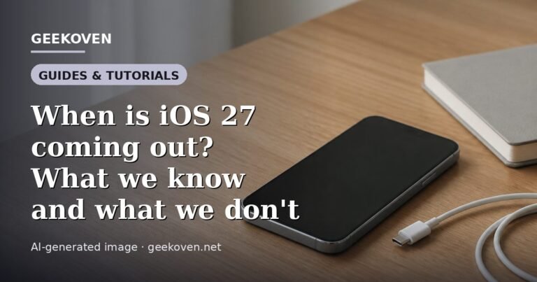Illustration for the Guides & Tutorials article “When is iOS 27 coming out? What we know and what we don't”: an AI-generated editorial illustration showing a scene illustrating the subject of the article, with the headline set over it. Illustrative only, not a photograph of a real event.