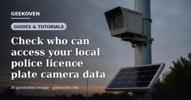 Illustration for the Guides & Tutorials article “Check who can access your local police licence plate camera data”: an AI-generated editorial illustration showing a scene illustrating the subject of the article, with the headline set over it. Illustrative only, not a photograph of a real event.