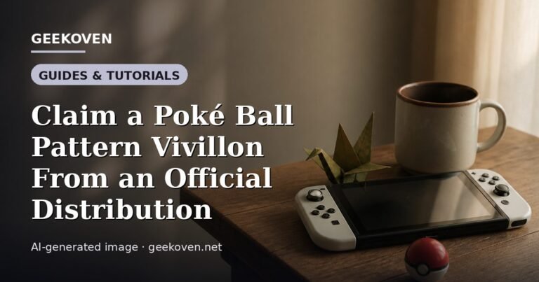 Illustration for the Guides & Tutorials article “Claim a Poké Ball Pattern Vivillon From an Official Distribution”: an AI-generated editorial illustration showing a studio workspace seen from above, with a production timeline across the wall, with the headline set over it. Illustrative only, not a photograph of a real event.