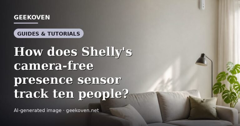 Illustration for the Guides & Tutorials article “How does Shelly's camera-free presence sensor track ten people?”: an AI-generated editorial illustration showing a scene illustrating the subject of the article, with the headline set over it. Illustrative only, not a photograph of a real event.