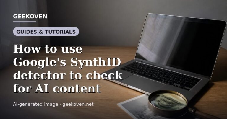Illustration for the Guides & Tutorials article “How to use Google's SynthID detector to check for AI content”: an AI-generated editorial illustration showing a scene illustrating the subject of the article, with the headline set over it. Illustrative only, not a photograph of a real event.
