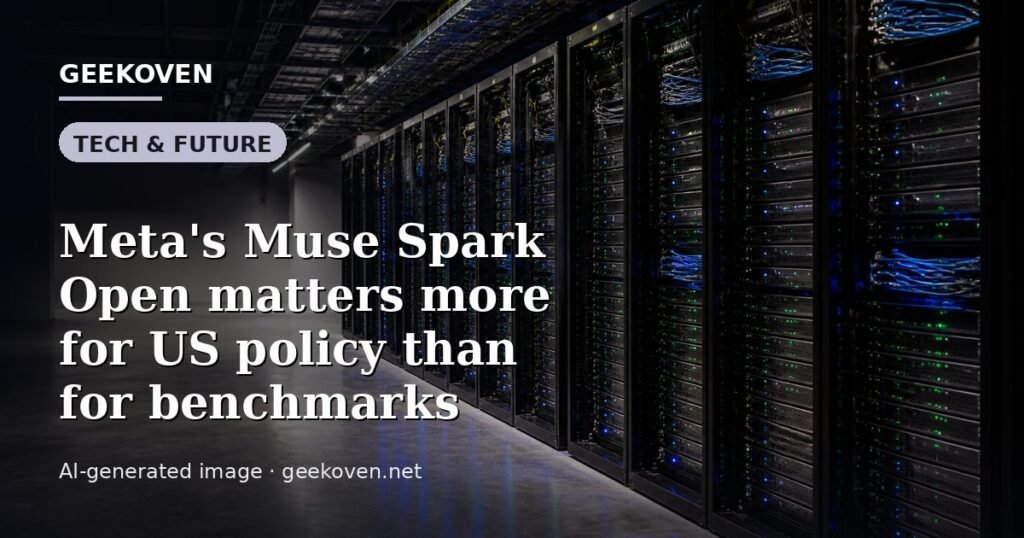 Illustration for the Tech & Future article “Meta's Muse Spark Open matters more for US policy than for benchmarks”: an AI-generated editorial illustration showing a scene illustrating the subject of the article, with the headline set over it. Illustrative only, not a photograph of a real event.