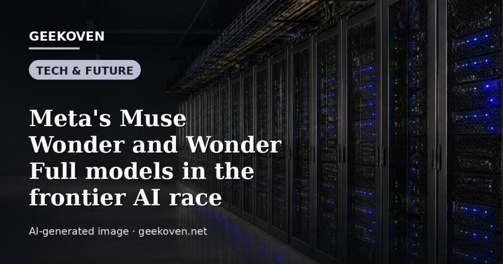 Illustration for the Tech & Future article “Meta's Muse Wonder and Wonder Full models in the frontier AI race”: an AI-generated editorial illustration showing a scene illustrating the subject of the article, with the headline set over it. Illustrative only, not a photograph of a real event.