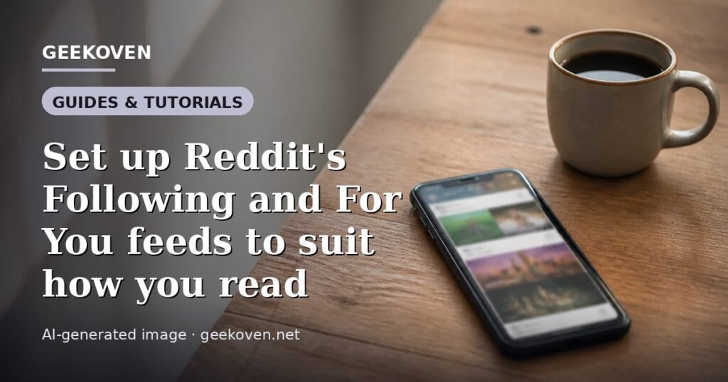 Illustration for the Guides & Tutorials article “Set up Reddit's Following and For You feeds to suit how you read”: an AI-generated editorial illustration showing a scene illustrating the subject of the article, with the headline set over it. Illustrative only, not a photograph of a real event.