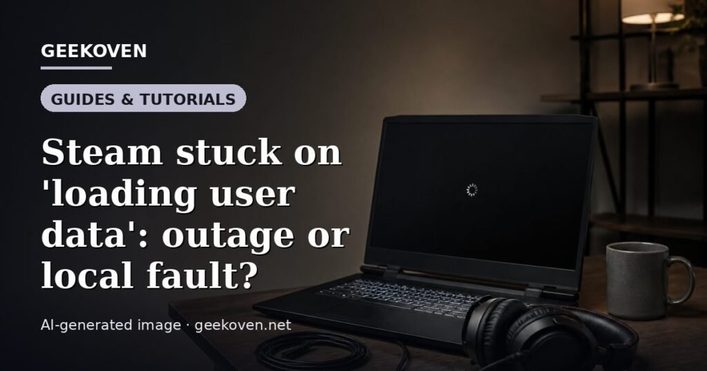 Illustration for the Guides & Tutorials article “Steam stuck on 'loading user data': outage or local fault?”: an AI-generated editorial illustration showing a scene illustrating the subject of the article, with the headline set over it. Illustrative only, not a photograph of a real event.