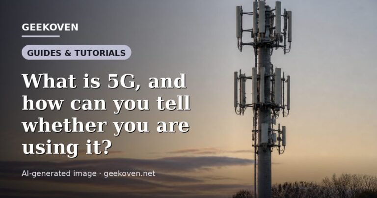 Illustration for the Guides & Tutorials article “What is 5G, and how can you tell whether you are using it?”: an AI-generated editorial illustration showing a scene illustrating the subject of the article, with the headline set over it. Illustrative only, not a photograph of a real event.